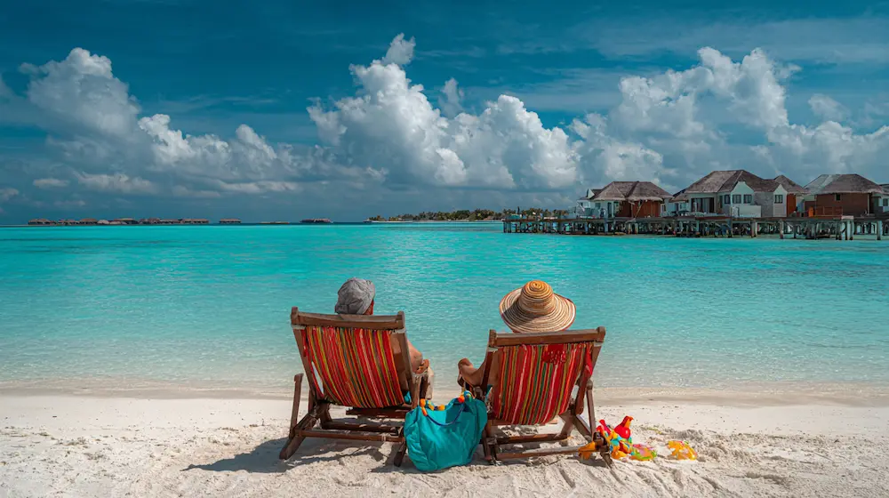 Couple at Caribbean beach resort