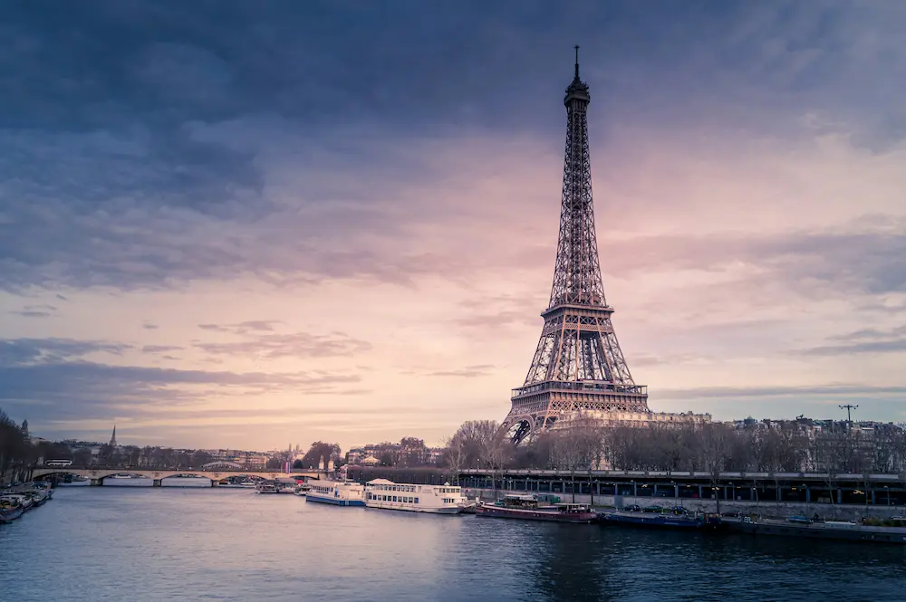 Paris Eiffel Tower at sunset